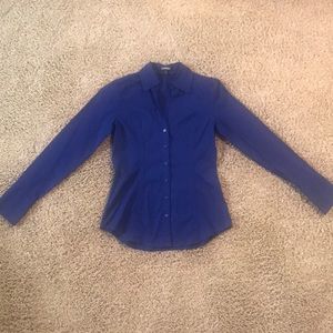 Navy Express Essential Stretch Button Down Blouse